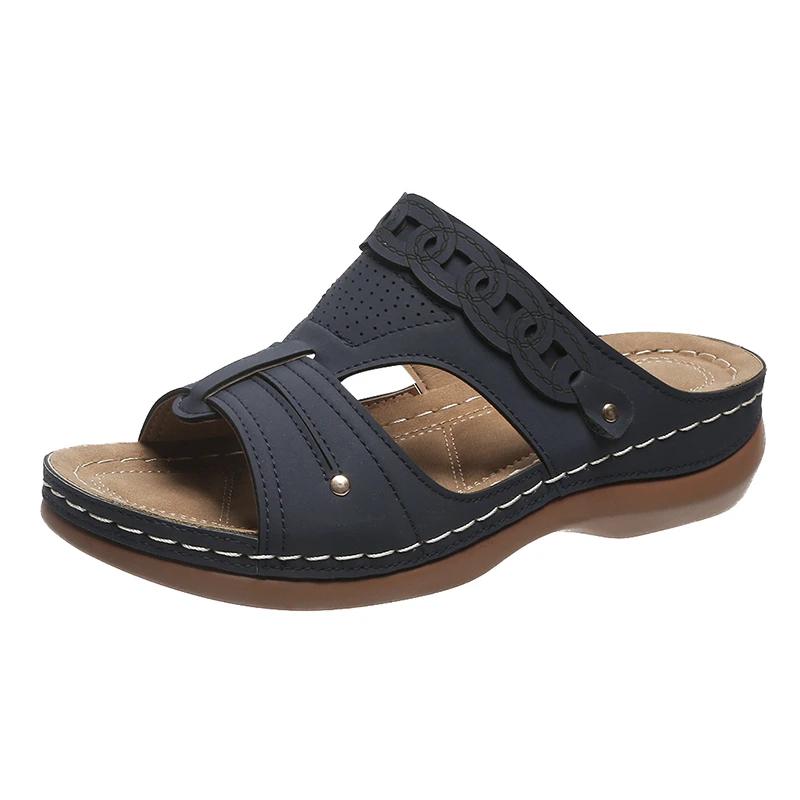 2024 Новые модные популярные женские тапочки с открытым носком, удобная танкетка, женская обувь для пляжа и отдыха, Zapatillas Mujer