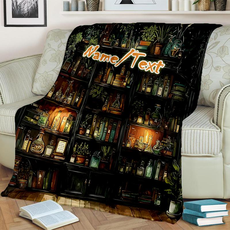1PC Custom Name Herbal Magic Shelf outdooor Flannel blankets Throw Blanket All-Season Throw Gift Bedspread for Couch, Bed, Camping Holiday Birthday gi