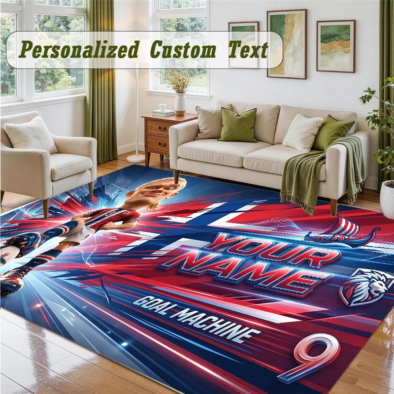 Crystal Velvet Square Rug Custom NameErling Haaland Pattern Non Slip Home Floor Decor Rug