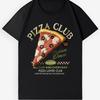 Вышитая футболка "Pizza Club" Винтажная футболка для любителей пиццы в итальянском стиле для гурманов