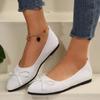 Fashion Women Flats 2024 New Knitted Slip Breathable Comfortable Solid Color Shoes Casual Pointed Toe Walking Loafers Sneakers Women