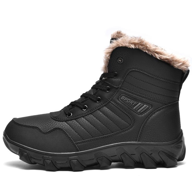 Plus Size Winter Outdoors Training Shoes Men's High-Top Hiking Shoes Waterproof Fleece Lined Thickened Snow Boots