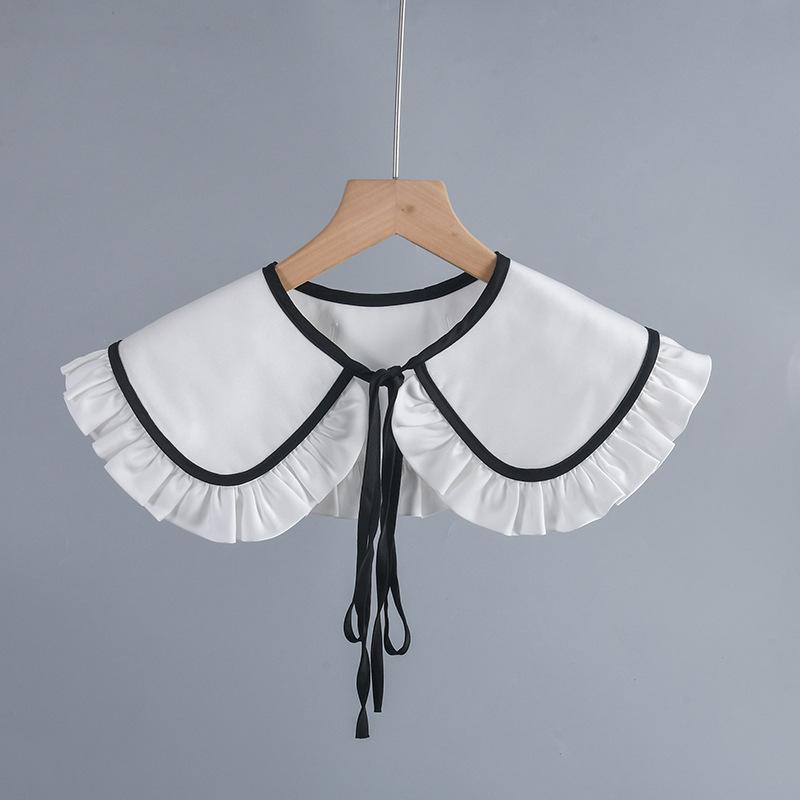 Vintage Woman Shirt False Fake Collar Shawl Girls Adjustable Bowknots Shoulder Wraps Dress Decorative Shirt Detachable Collar