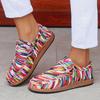 Женские сексуальные полосатые повседневные туфли - Всесезонные плоские кроссовки с простым носком, Верх из ткани, пригодной для ручной стирки, Стелька с искусственным покрытием
