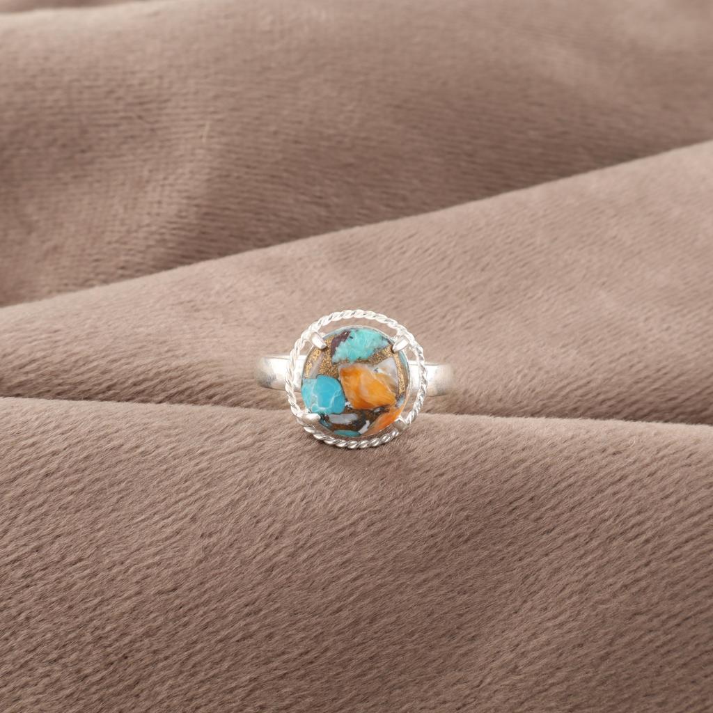 Spiny Oyster Handmade Gemstone Ring, 925 Solid Sterling Silver Ring Designer Jewelry, For Anniversary Gift