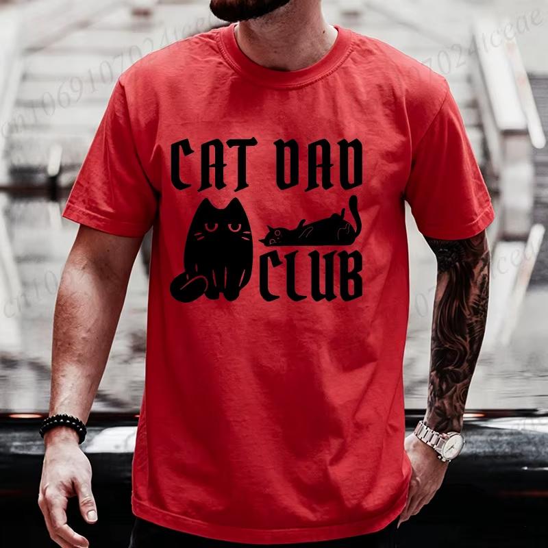 Summer Unisex Tshirt Funny Goth Cat Dad Club Print Tees Oneck Unisex Short Sleeve Casual For Male Tshirt Tops Black Cat Lover Gift