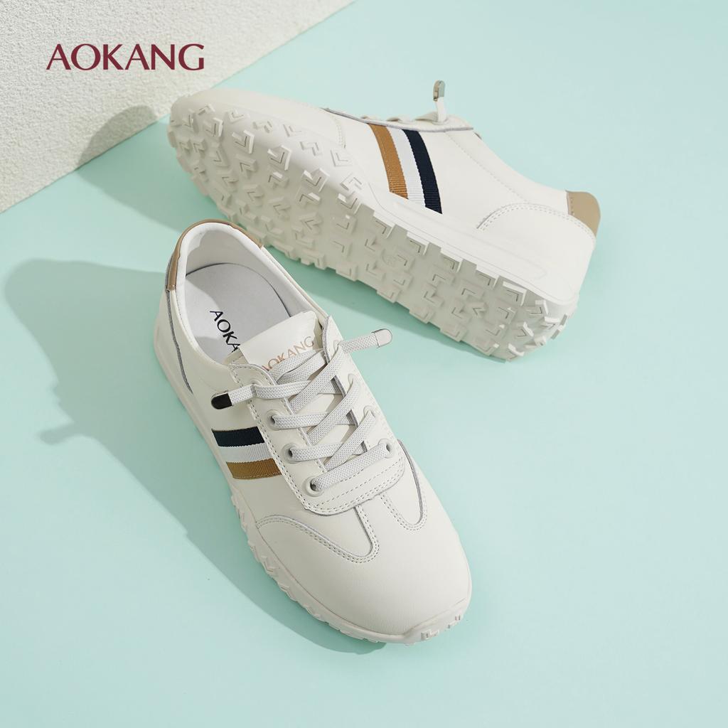 Aokang Women's White Shoes - Spring/Autumn Versatile Thick-Soled Sports and Leisure Shoes