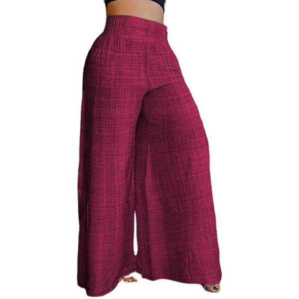 Женские широкие брюки с высокой талией, весенне-летние повседневные однотонные брюки, брюки для йоги