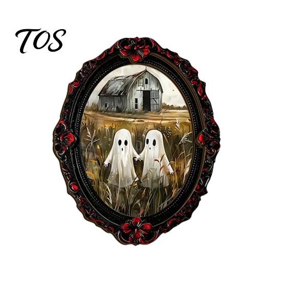 Retro Photo Frame Magnets Halloween Dark Style Refrigerator Magnet, Gothic Oval Reusable Magnetic Frames Decorative Sticker for Metal Cabinets Kitchen