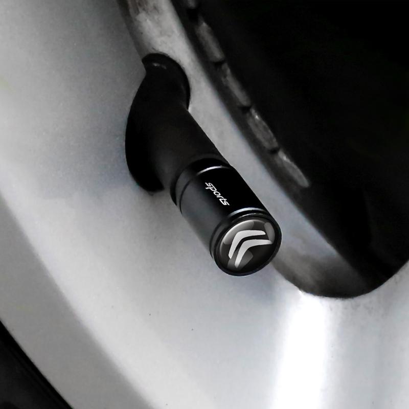 PEZN4 4pc Matte Textured Metal Valve Cover Car Tire Valve Cap Accessories For Citroen C1 C2 C3 Grand C4 Picasso C4L VTS C-ELYSEE DS