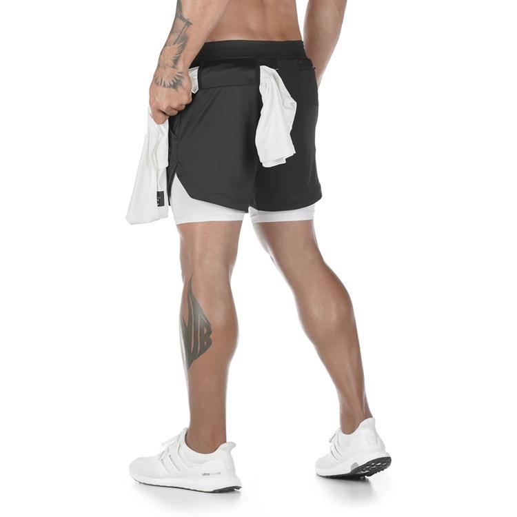 Men's Quick-Dry Double-Layer Breathable Sports Shorts for Squatting, Jogging, and Basketball