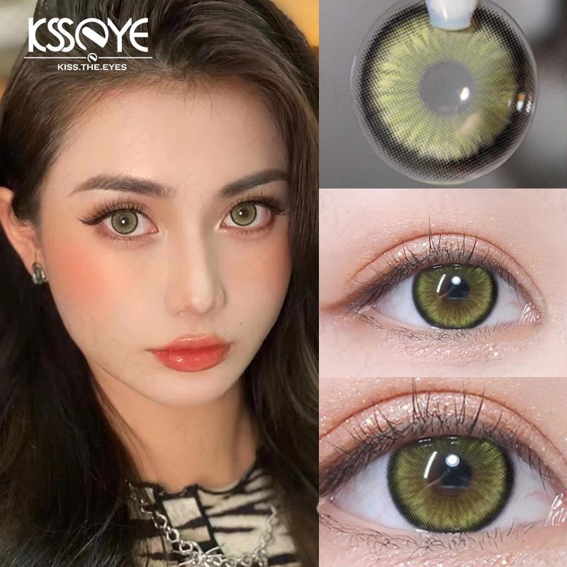 Цветные контактные линзы с степенью мощности, 4 цвета, серия, зеленые, 14,5 мм, мягкие линзы для кукольных глаз, ежегодные контактные линзы по рецепту