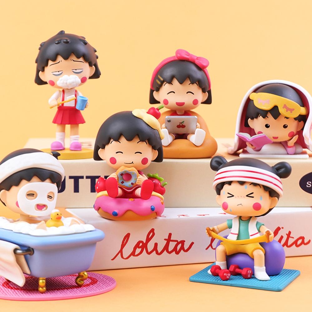 7CM Maruko Figure Chibi Maruko Chan Anime Set Cute Model Desktop Toy Doll Cool Gift Collection Ornaments Artwork PVC Saitama