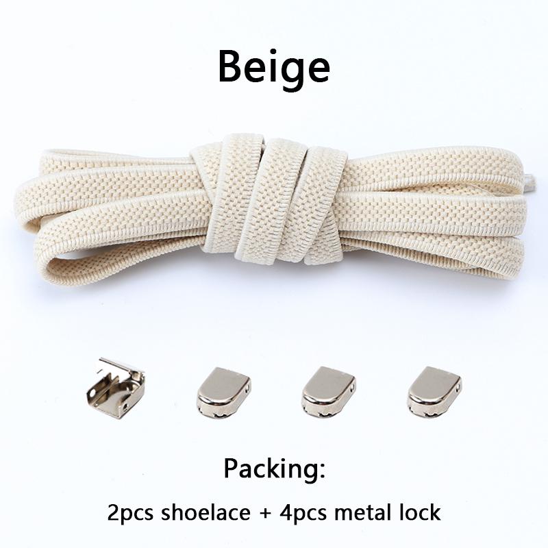 NO.8 4Pcs Metal Buckles No Tie Shoelaces Elastic for Sneakers One Size Fits All Adult Kids Quick Laces Lazy Sport Rubber Shoestrings