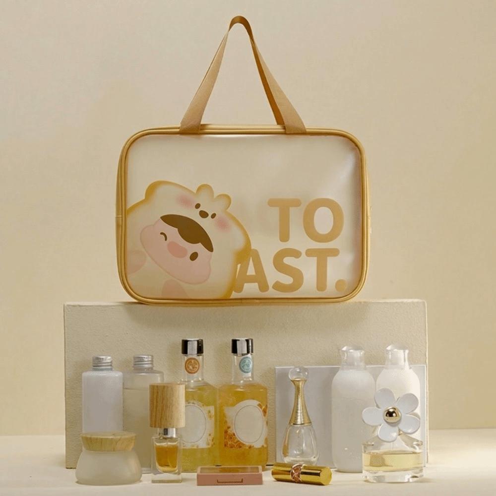 Portable Transparent Wash Bag Frosted Travel Makeup Case Large Capacity Cosmetic Bag Bathing