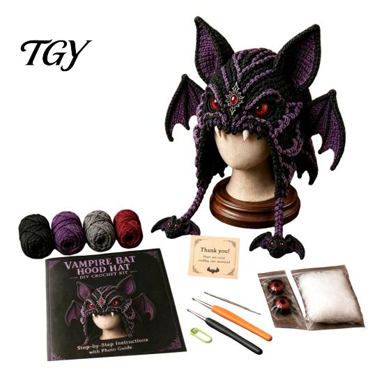 Easy Earflap Hat Pattern Halloween Animal Hood Crochet Kit, Skull Spider Bat DIY Spooky Pumpkin Craft Kit for Adults Teens, Autumn Winter Project