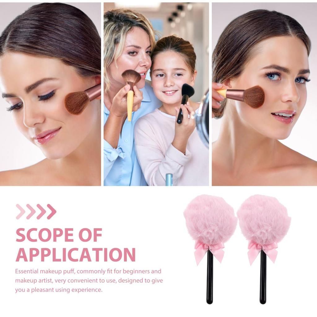 2pcs Lollipop Powder Puff Under Eyes Fluffy Loose Body Puffs Cosmetic Makeup Handle Tools and Large Face for Girls Mineral Soft Round Women Shape