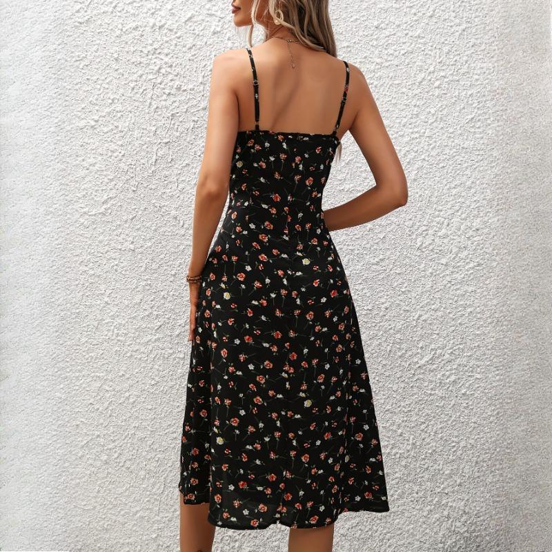 GMXIA Женские летние сексуальные платья с бретелью через шею и цветочным принтом