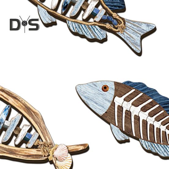 4 шт. Морские украшения для стен в форме рыб, расписанные вручную, многоцветный дизайн, прибрежный декор ручной работы, декор на тему прибрежного озера