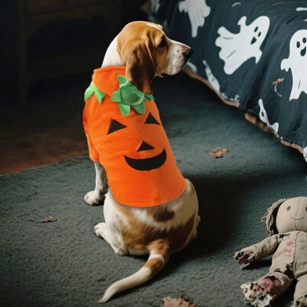 Breathable Pumpkin Dog Costume Orange Dog Hoodie Cute Pet Cosplay Costume Pet Role-Playing
