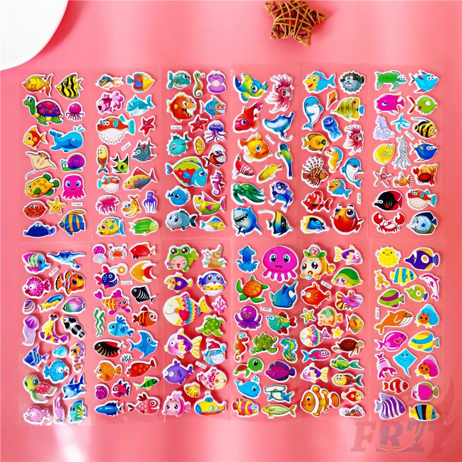 12Sheets/set Marine Animals Rewards Sticker Puffy Bubble Toys Stickers