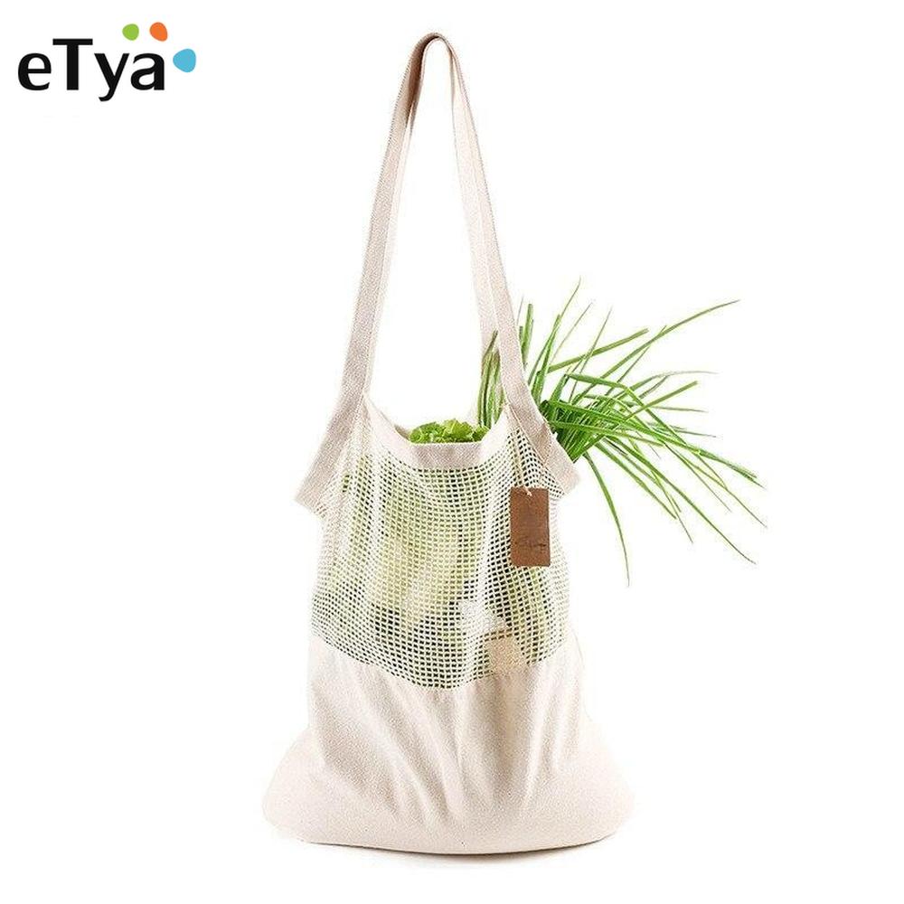 Cotton Fabric Shopping Bag Foldable Shopping Tote Reusable Women Handbag Portable Grocery Organizer Bag Large Capacity