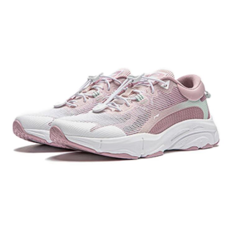 Li Ning Удобные универсальные нескользящие амортизирующие низкие повседневные туфли Детские повседневные туфли Белый Розовый YKCU068-4