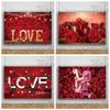 Red Rose&Heart Backdrops for Wedding Valentine's Day Birthday Party Background
