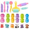 Cartoon 3D Animal Play Dough Molds DIY Creation Tools For Kids Toddlers Various Animal Molds Rolling Pins Clay Dough Accessories