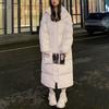 Long Down Jacket Woman Hooded Pure Color Long Sleeve Coat Cotton Overcoat Thick Warm Jackets Casual Female Coat Korean Fashion