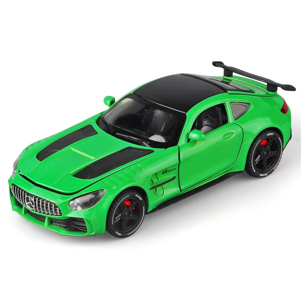 1/32 Mercedes Benz AMG GTR Alloy Sports Car Diecast Metal Model Sound & Light Toy Car Central Control Ornaments Display Kid Gift