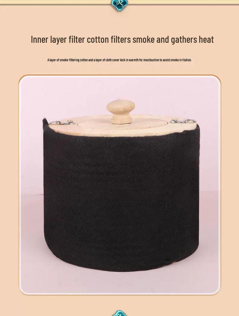 Бездымная коробка для моксы из массива дерева с контролем температуры для живота, талии и шеи - Портативный мокса-стик и оборудование для фильтрации дыма.