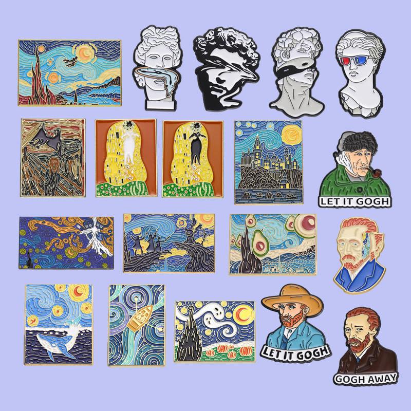 Premium Quality Artistic Character Brooches Set Featuring Colorful Enamel Coating For Eye-catching Decorative Pieces