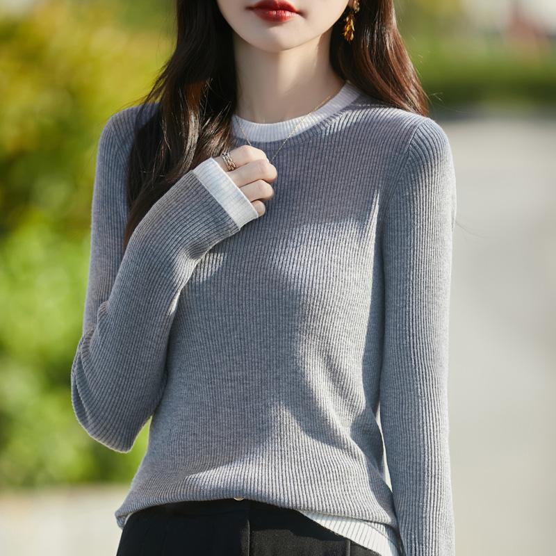 Women's Wool Sweater Qinghe Cashmere 50% Silk 50% Wool Autumn and Winter Wool Pullover Soft and Warm