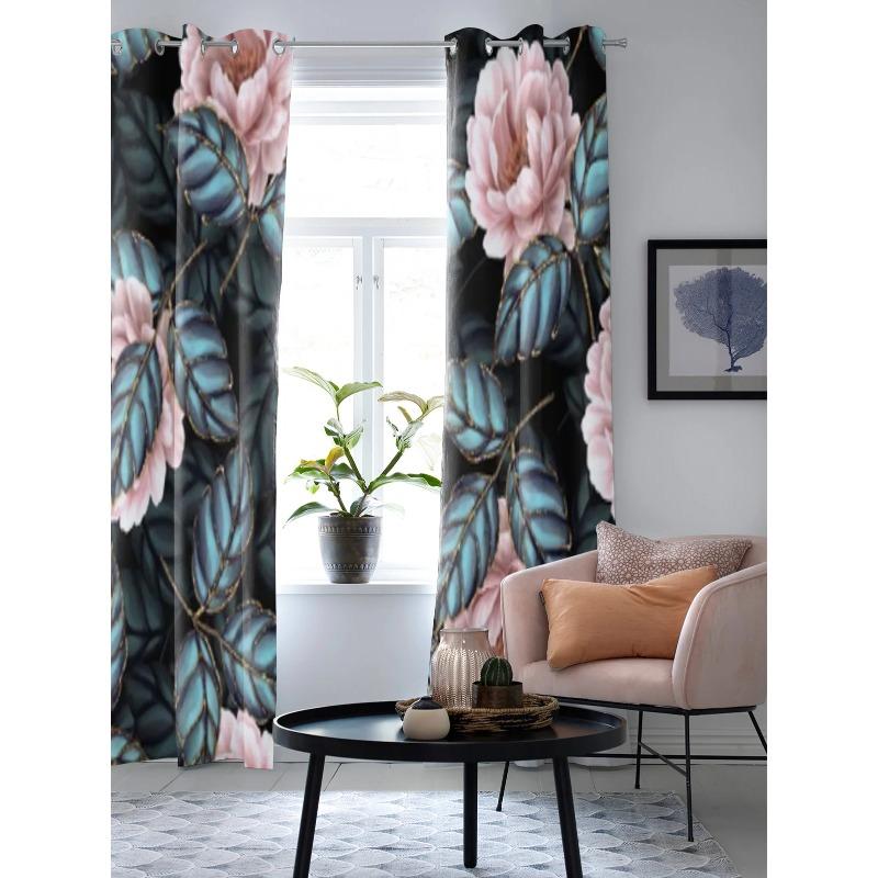 Занавеска на окно с розами и листьями для гостиной, спальни, украшения, роскошные кухонные занавески с балдахином