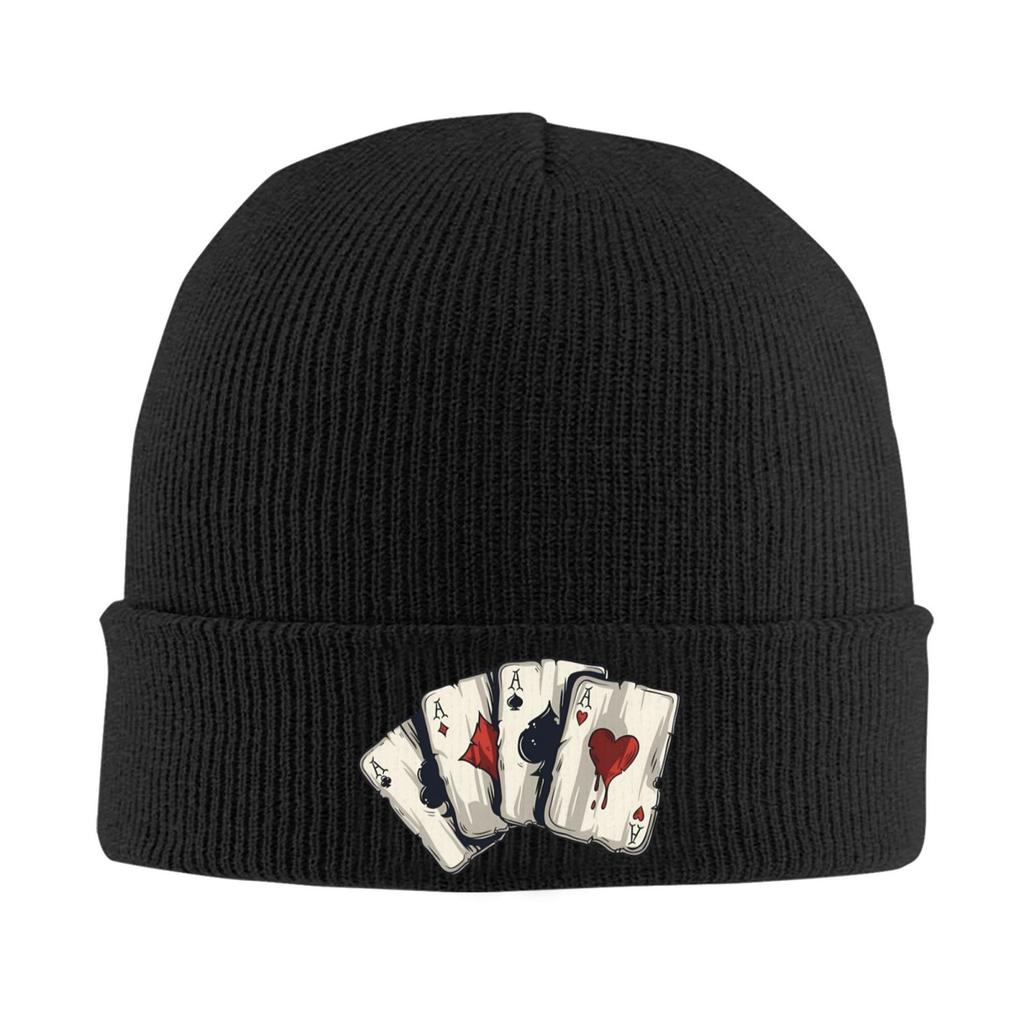 Шапка-бини 4A Poker Card Унисекс Стиль Взрослая Унисекс Повседневная Эластичная Кепка Осень Зима Дизайн для Улицы Колпак