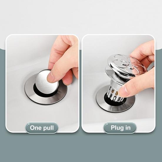 Pop-up Bathtub Stopper Drain 2-in-1 Brass Core Hair Catcher Strainer Bathroom Easy Installation Brass Core Wash Basin Sink Plug Drain
