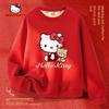 Детская одежда Hello Kitty для 12-летних девочек, Красный новогодний наряд, Праздничная флисовая толстовка Года Лошади