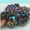 Stunning Natural Quartz Crystal Rainbow Titanium Cluster For Healing And Home Decor