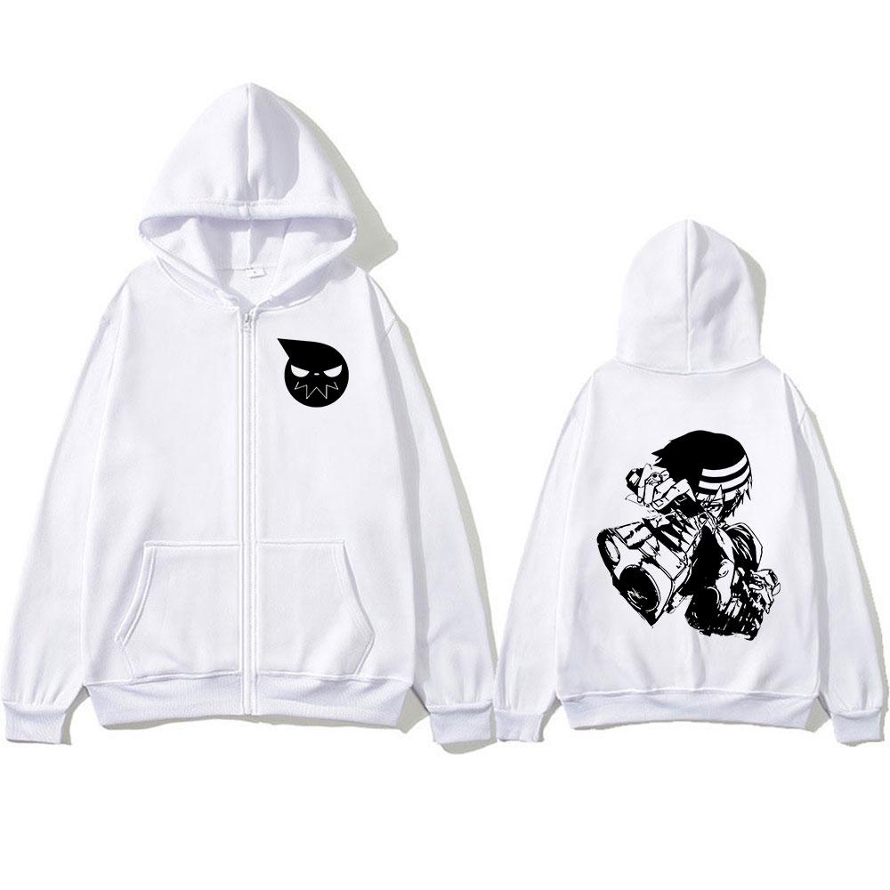Anime Soul Eater Death The Kid Zipper Hoodies Men Women Zip Up Hooded Sweatshirts Long Sleeves Pullovers Jackets Caot streetwear