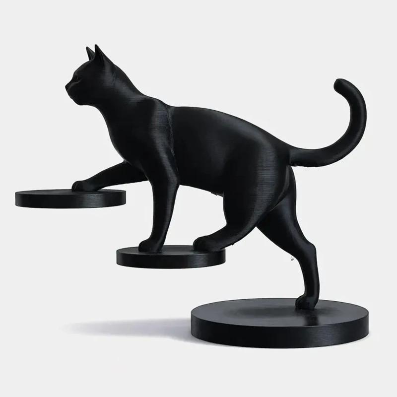 Современная 3D-печатная скульптура прыгающей кошки Геометрический Минималистичный Декор для дома Настольное украшение для гостиной Идеальный подарок для любителей кошек