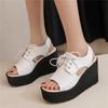 Fashion Women Wedges Sandals Summer Thick Bottom Waterproof Platform Dress Banquet Comfortable Open Toed Workwear Large Size 32-48 Pink
