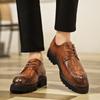 Мужские кожаные туфли на толстой подошве в модном британском джентльменском стиле для повседневного бизнеса, офиса, отдыха, вечеринки, свадьбы, для взрослых, коричневые туфли