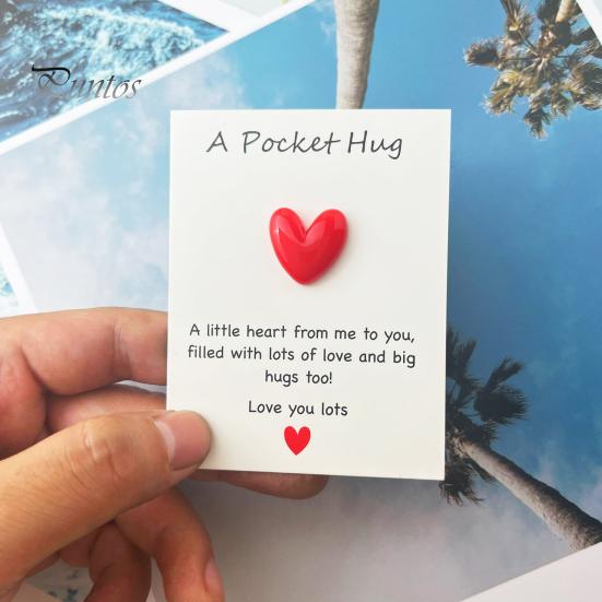 Pocket Hug Heart with Greeting Cards Long Distance Relationship Gift for Mom Wife Little Heart Pocket Hug Token for Valentine's Day Christmas