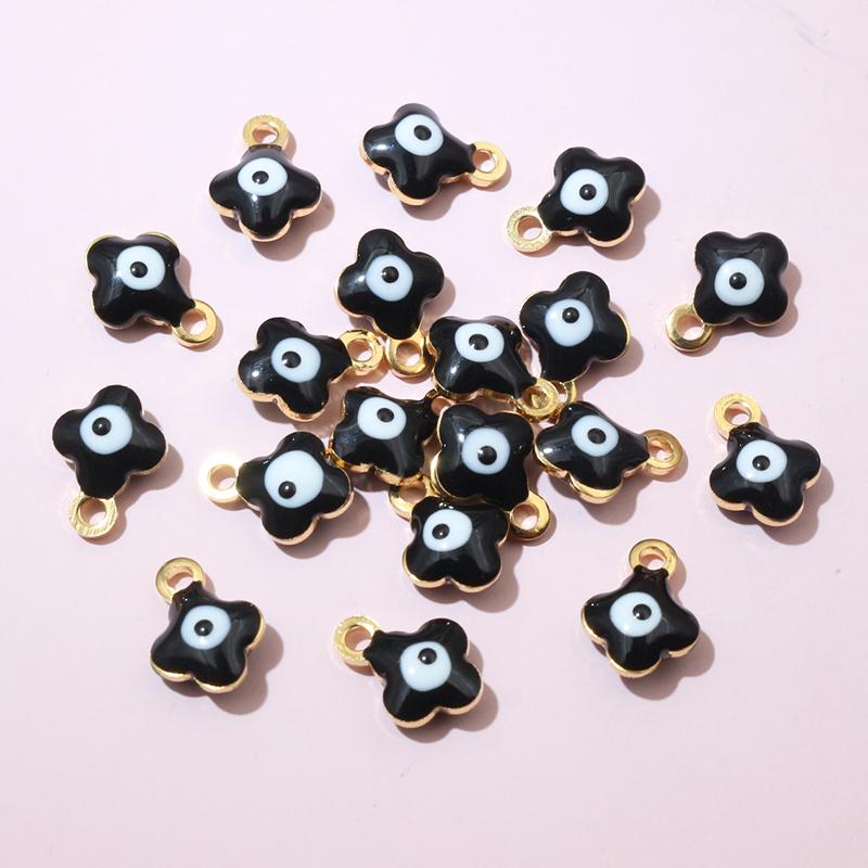20 шт. 9x7 мм Эмалированные Подвески-Шармы 'Злой Глаз Цветок' Маленькие Из Нержавеющей Стали Аксессуары для Изготовления Бижутерии