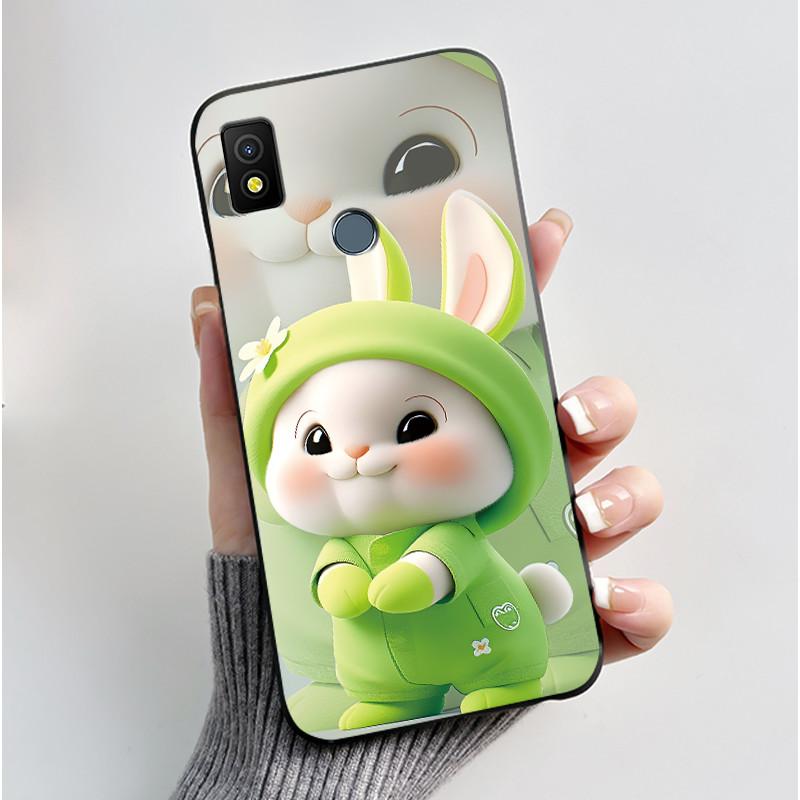 For Cricket Icon 4 Case Luxury Cute Love Rabbit Funny Black TPU Soft Silicone Protective Phone Case for Cricket Icon4 Back Cover