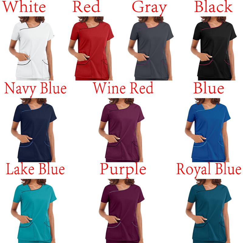 Женские летние топы, футболка с коротким рукавом и v-образным вырезом, карман, униформа с принтом, сексуальная медсестра, работники клиники