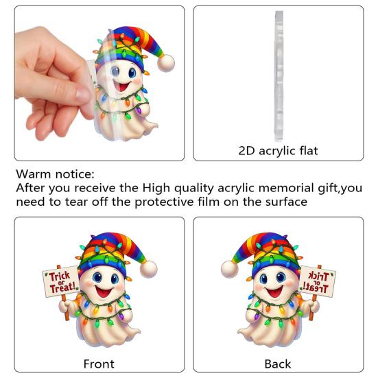 Хэллоуин Адвент-календарь 2025 24-дневный календарь обратного отсчета с акриловыми украшениями в виде призрака/гнома/тыквы для помещения