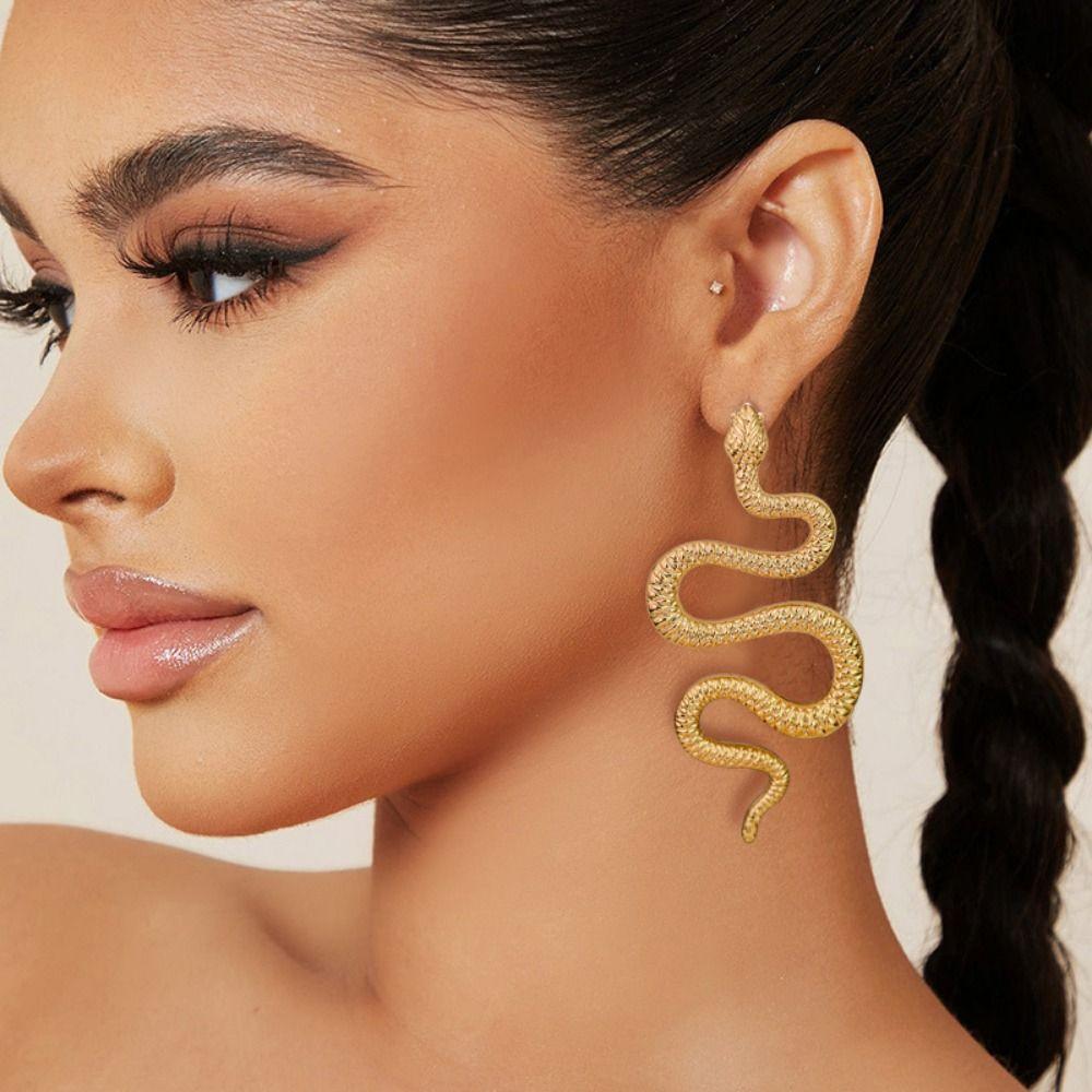 Sexy Snake Shaped Earrings Exaggerated Metal Earrings Animal Snake Stud Earrings  Daily Wear