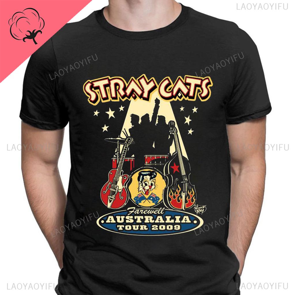 Stray Cats Рок Классические Футболки Американская Рокабилли Группа Фанат Хипстер Уличная Мода Дышащая Мальчик Девочка Мужчины Женщины Хлопковая Футболка